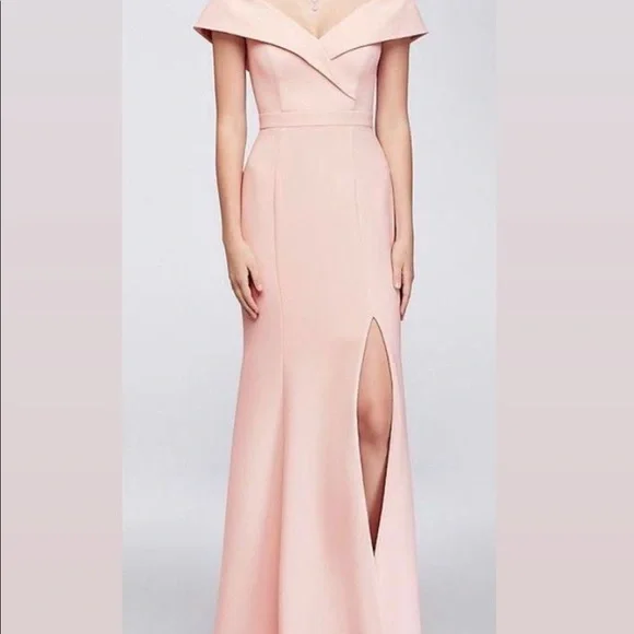green emerald velvet dress Tina Mikado Off The Shoulder Overlay Floor Length Dress main image 1